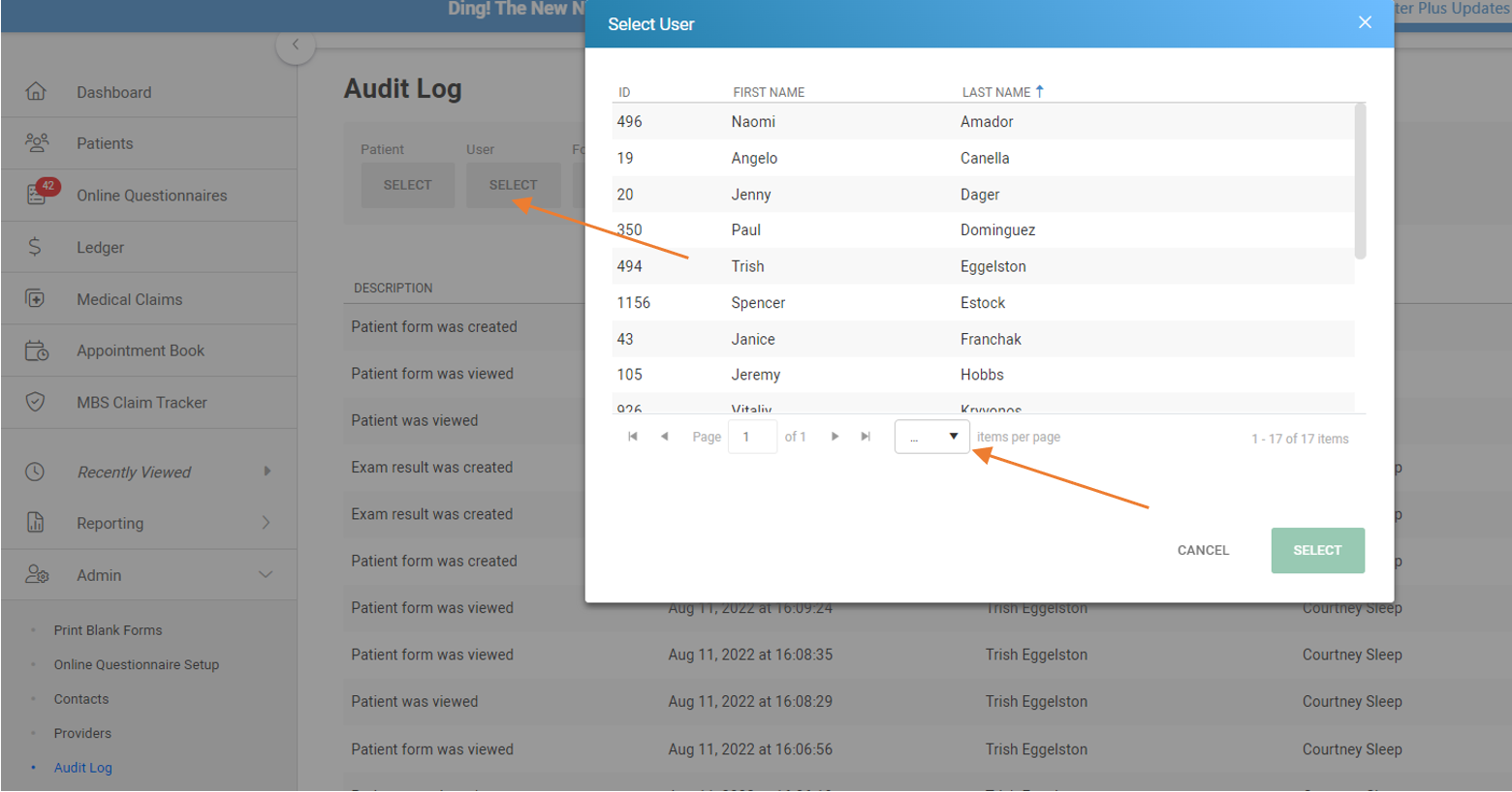 Audit Log DentalWriter Plus Audit Log DentalWriter Plus