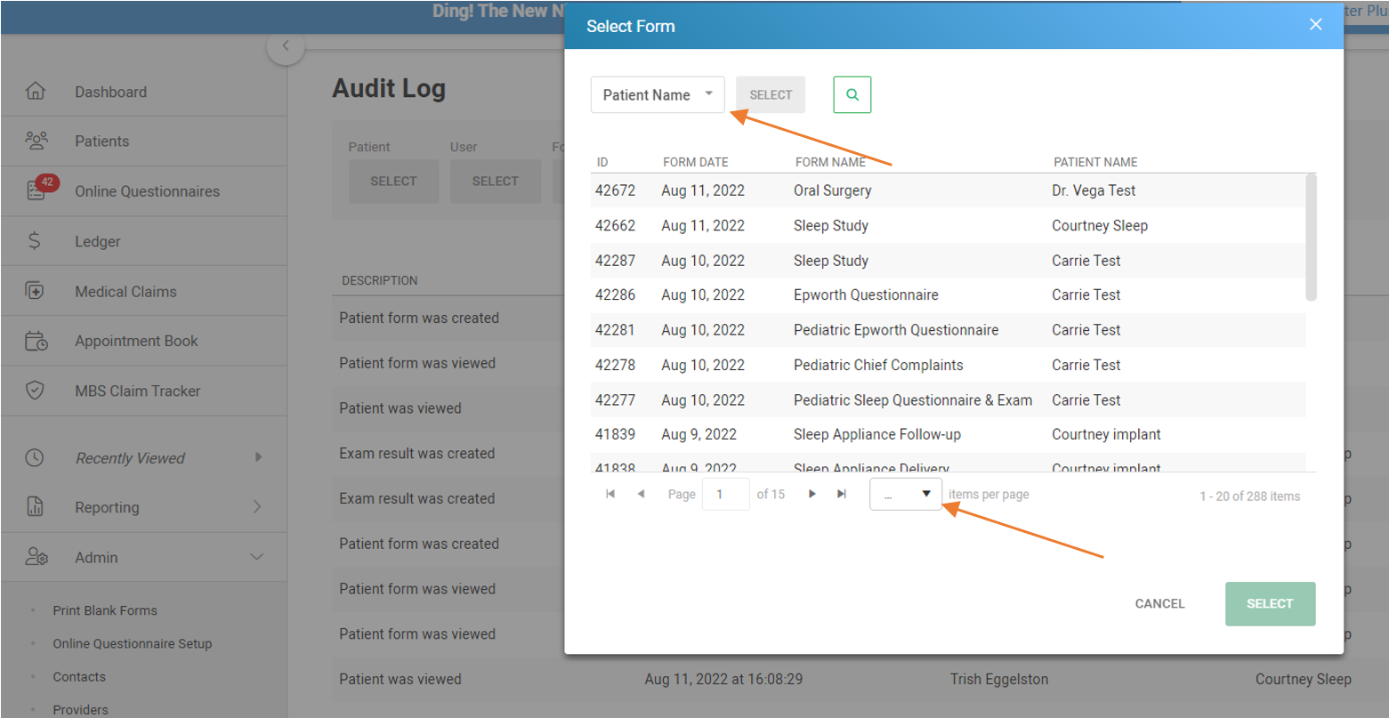 Audit Log DentalWriter Plus Audit Log DentalWriter Plus